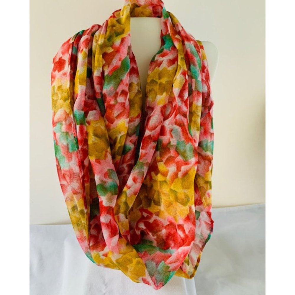 Multitone Print Infinity Scarf - Mustard